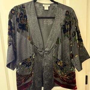 Vintage Silk Floral Embroidered Kimono Jacket